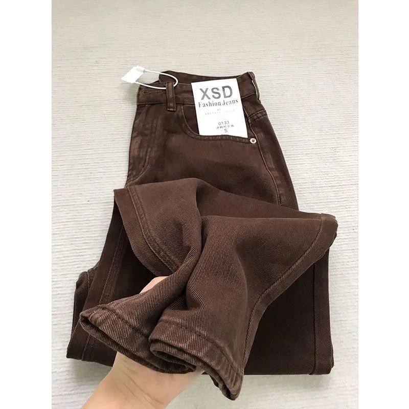 Mom Jeans Women - Women's American Vintage Coffee Brown Slim