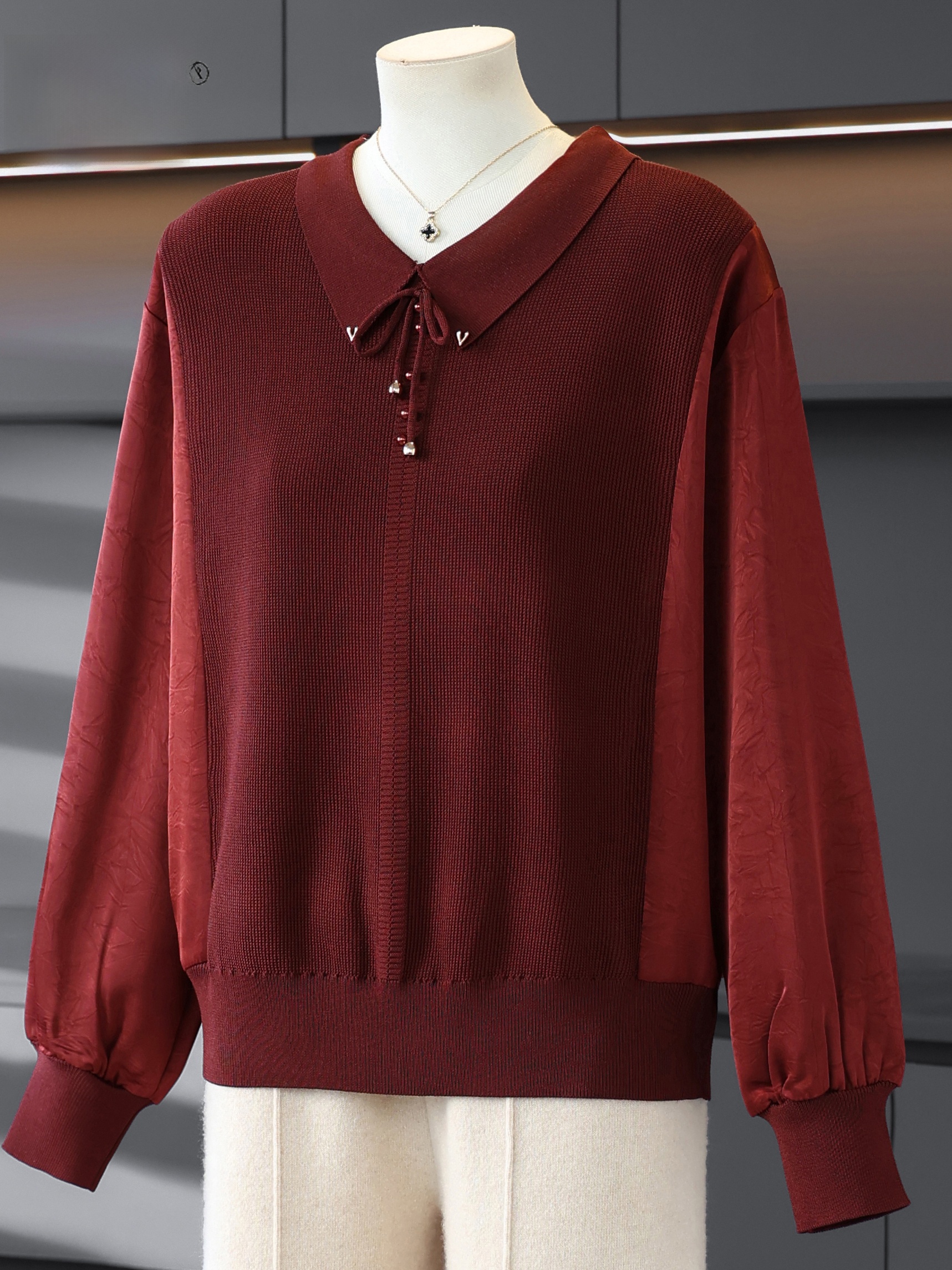 Women Fashion Over 60 - Spring Fashion Neck Knitted Base Shirt