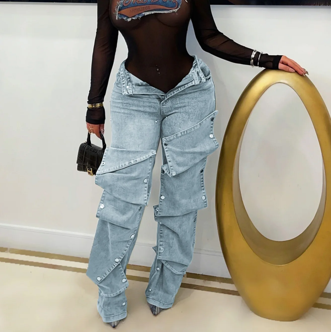 Mom Jeans Women - Jeans Denim Pants Women Straight Button
