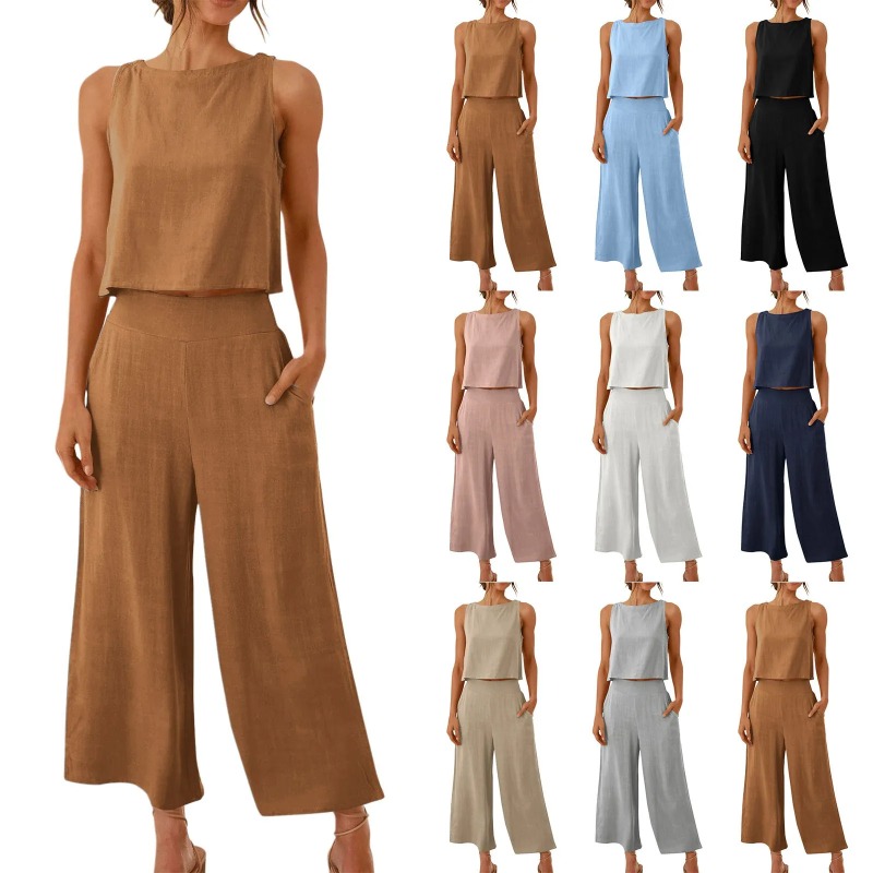 Wide Leg Palazzo Pants - 2025 New Summer Tops Cotton Linen