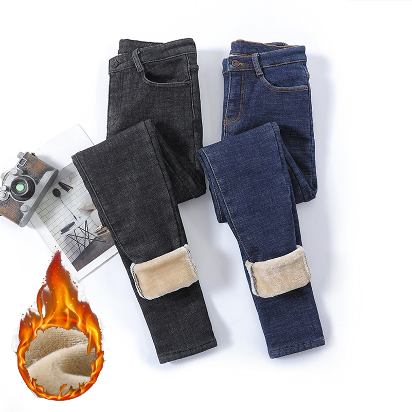 Mom Jeans Women - Women Thermal Jeans Girls Winter Snow