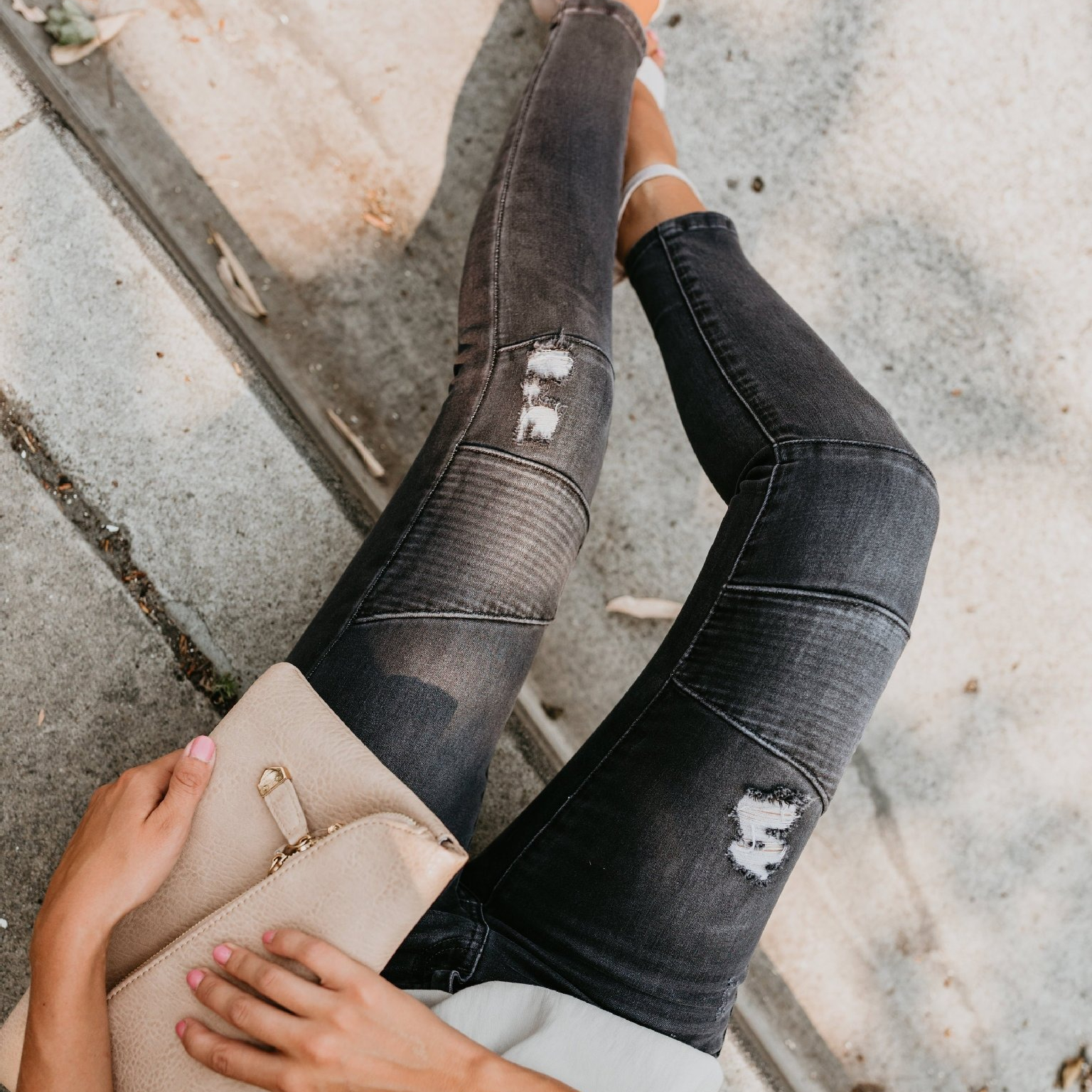 Mom Jeans Women - Pencil Pants Jeans Women Hole Denim
