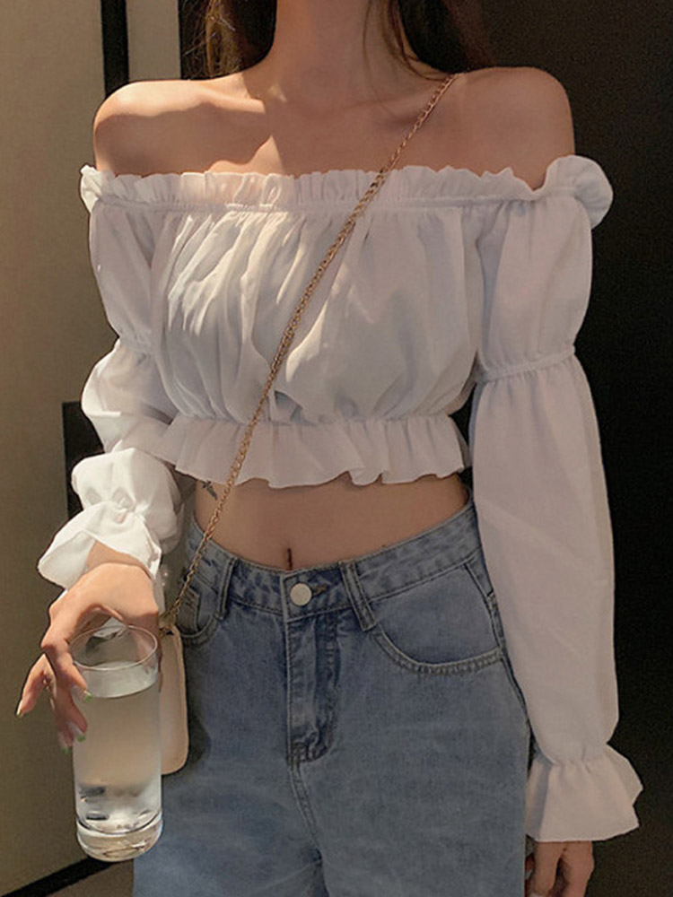 Wrap Blouse Chiffon - Women Top Sexy Blouse Off Shoulder