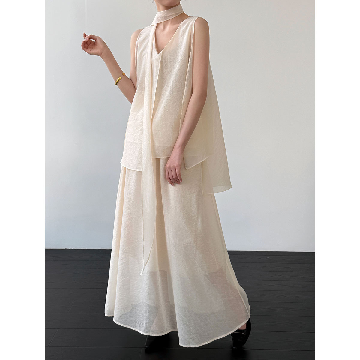 2026 Women Lace-Up V-Neck Slee - Wide Leg Palazzo Pants 리뷰 및 가격