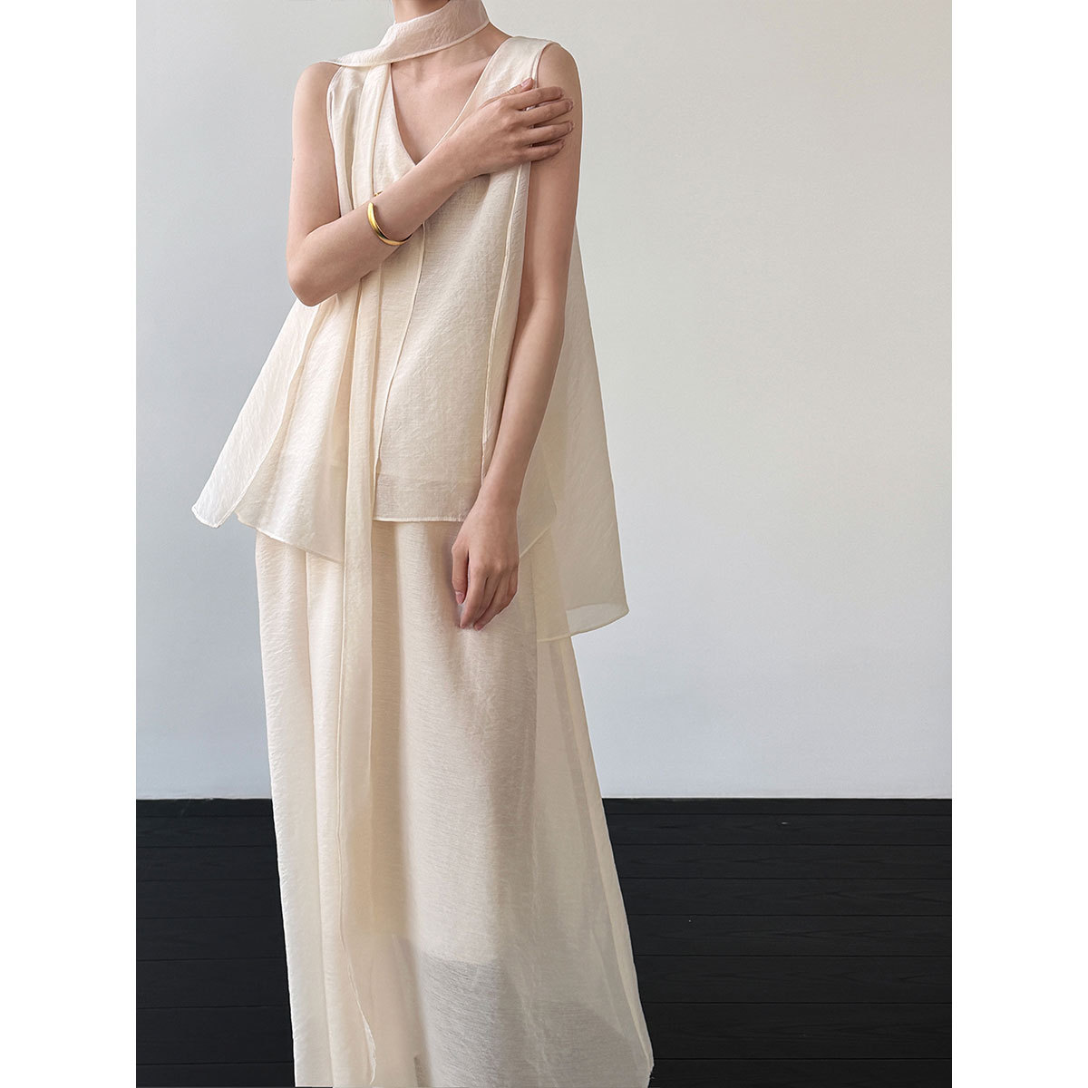 2026 Women Lace-Up V-Neck Slee - Wide Leg Palazzo Pants 리뷰 및 가격