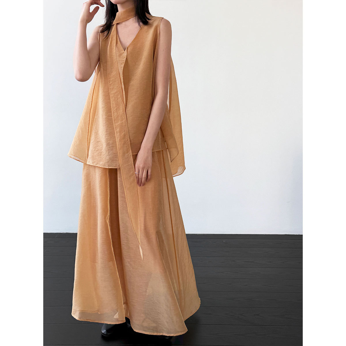2026 Women Lace-Up V-Neck Slee - Wide Leg Palazzo Pants 리뷰 및 가격