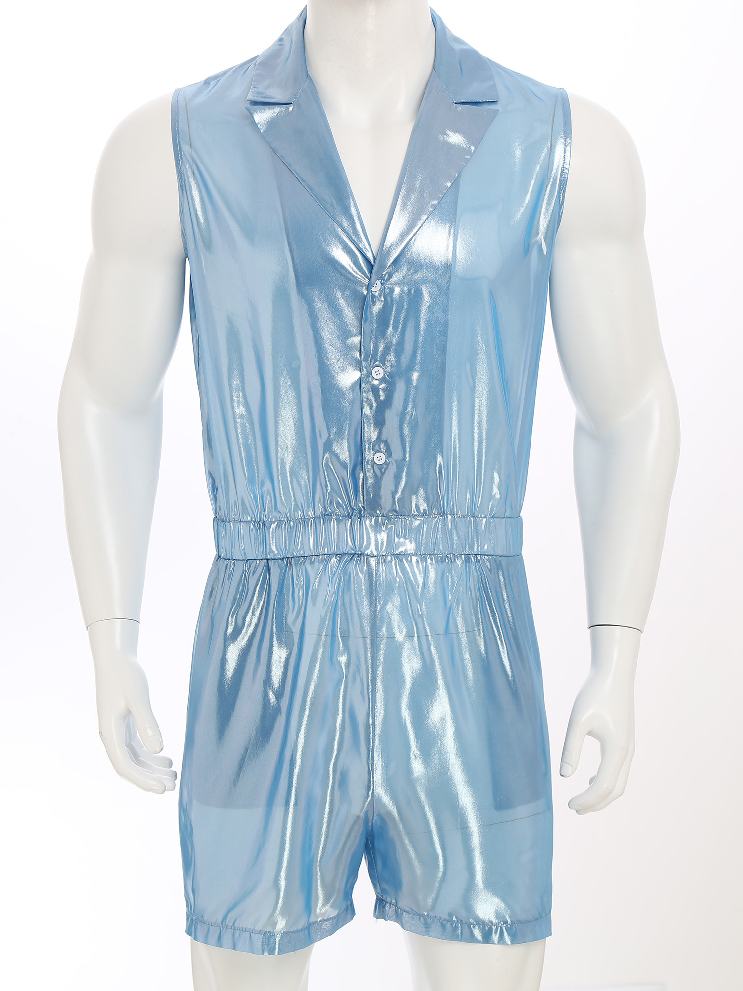Mens Sheer Shiny Metallic Chif - Sleeveless Jumpsuit 리뷰 및 가격