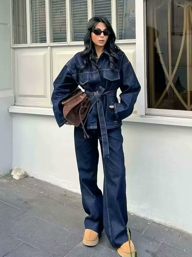TRAFZA Women Pants Suit Fashio - Women'S Fashion Denim Jacket 리뷰 및 가격