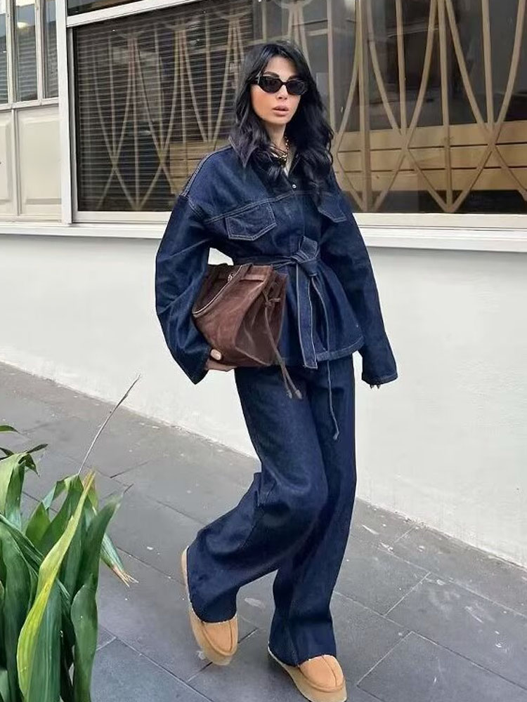 TRAFZA Women Pants Suit Fashio - Women'S Fashion Denim Jacket 리뷰 및 가격