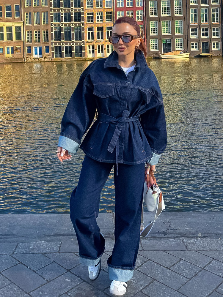 TRAFZA Women Pants Suit Fashio - Women'S Fashion Denim Jacket 리뷰 및 가격