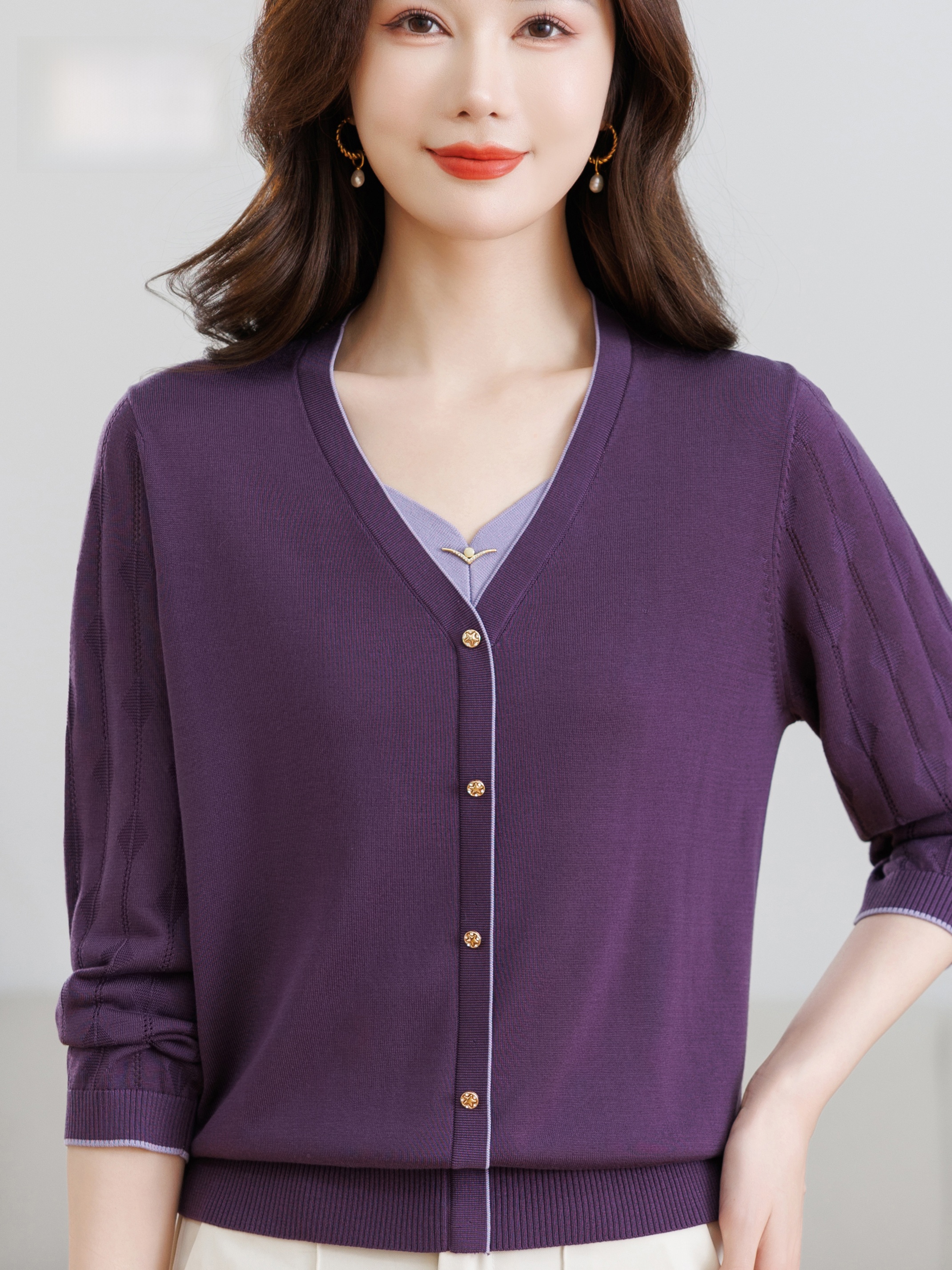 Spring Summer V-Neck Knitted B - Women Fashion Over 60 리뷰 및 가격