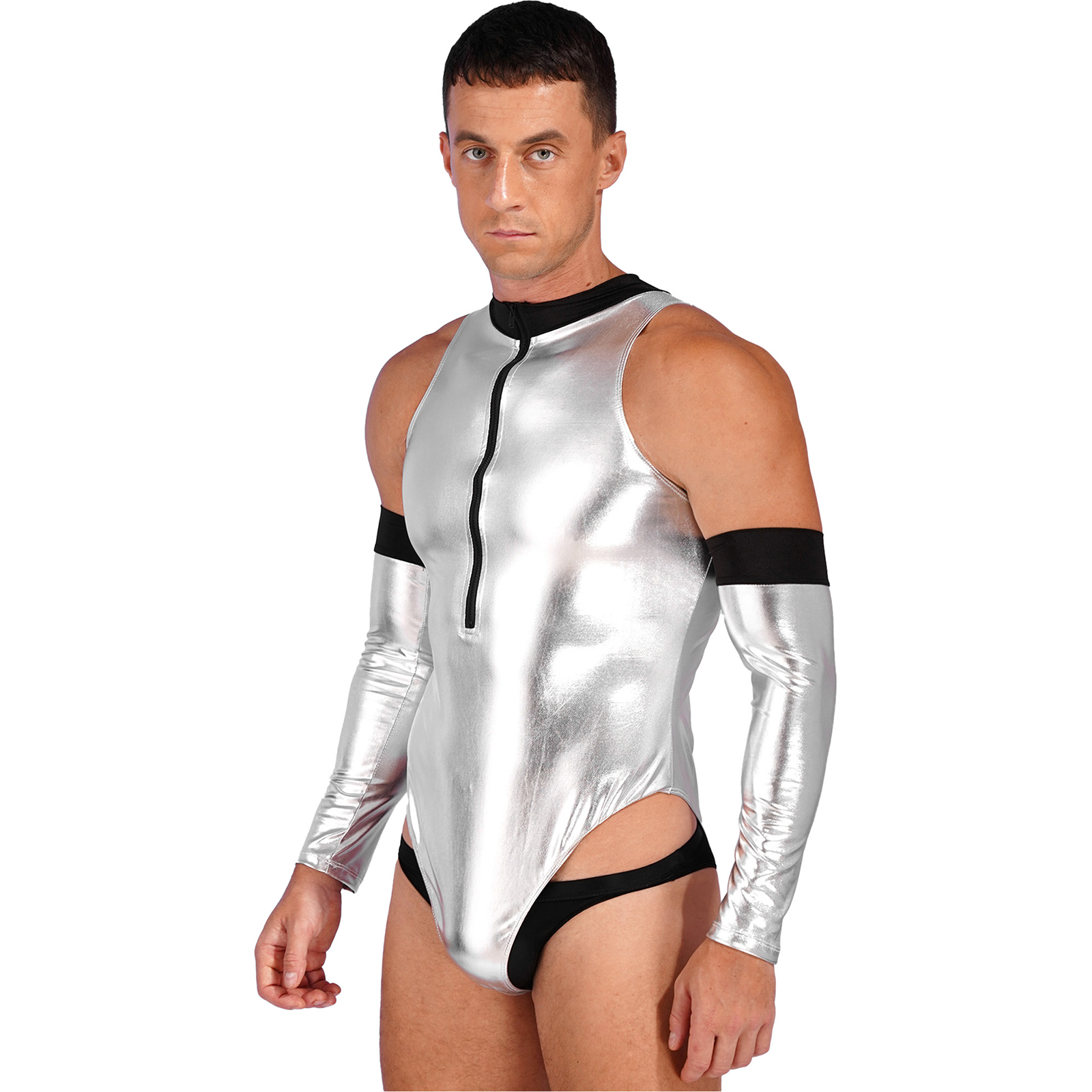 Men Patent Leather Alien Costu - Sleeveless Jumpsuit 리뷰 및 가격