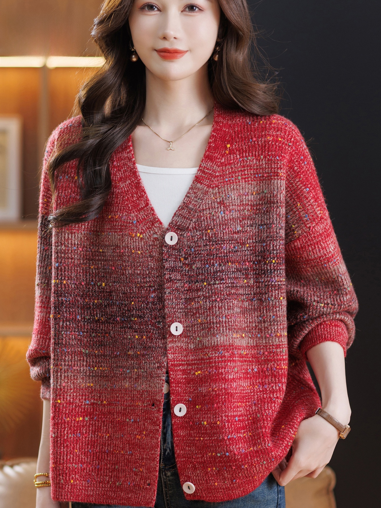 Spring Autumn V-neck Loose Flo - Women Fashion Over 60 리뷰 및 가격