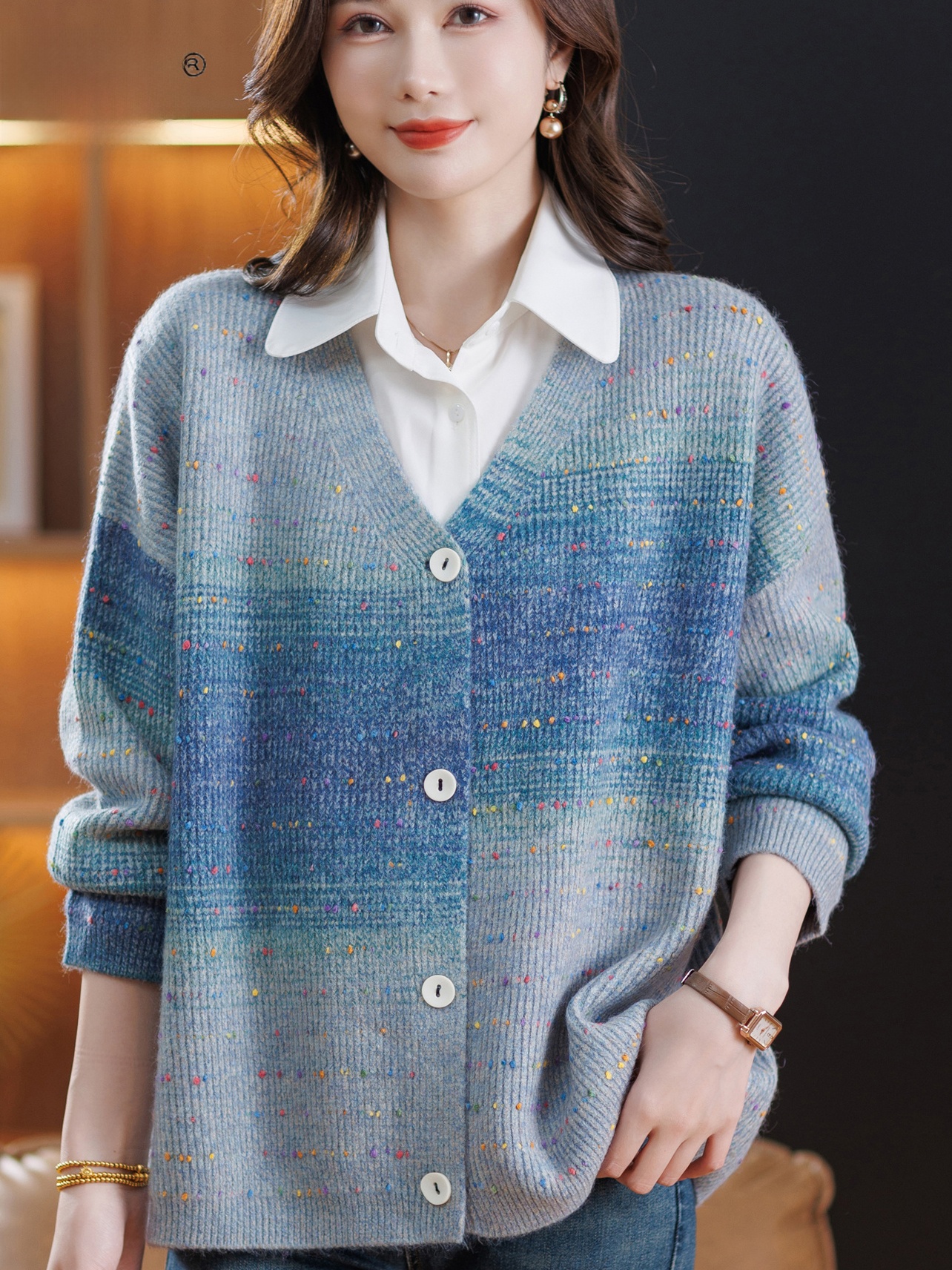 Spring Autumn V-neck Loose Flo - Women Fashion Over 60 리뷰 및 가격