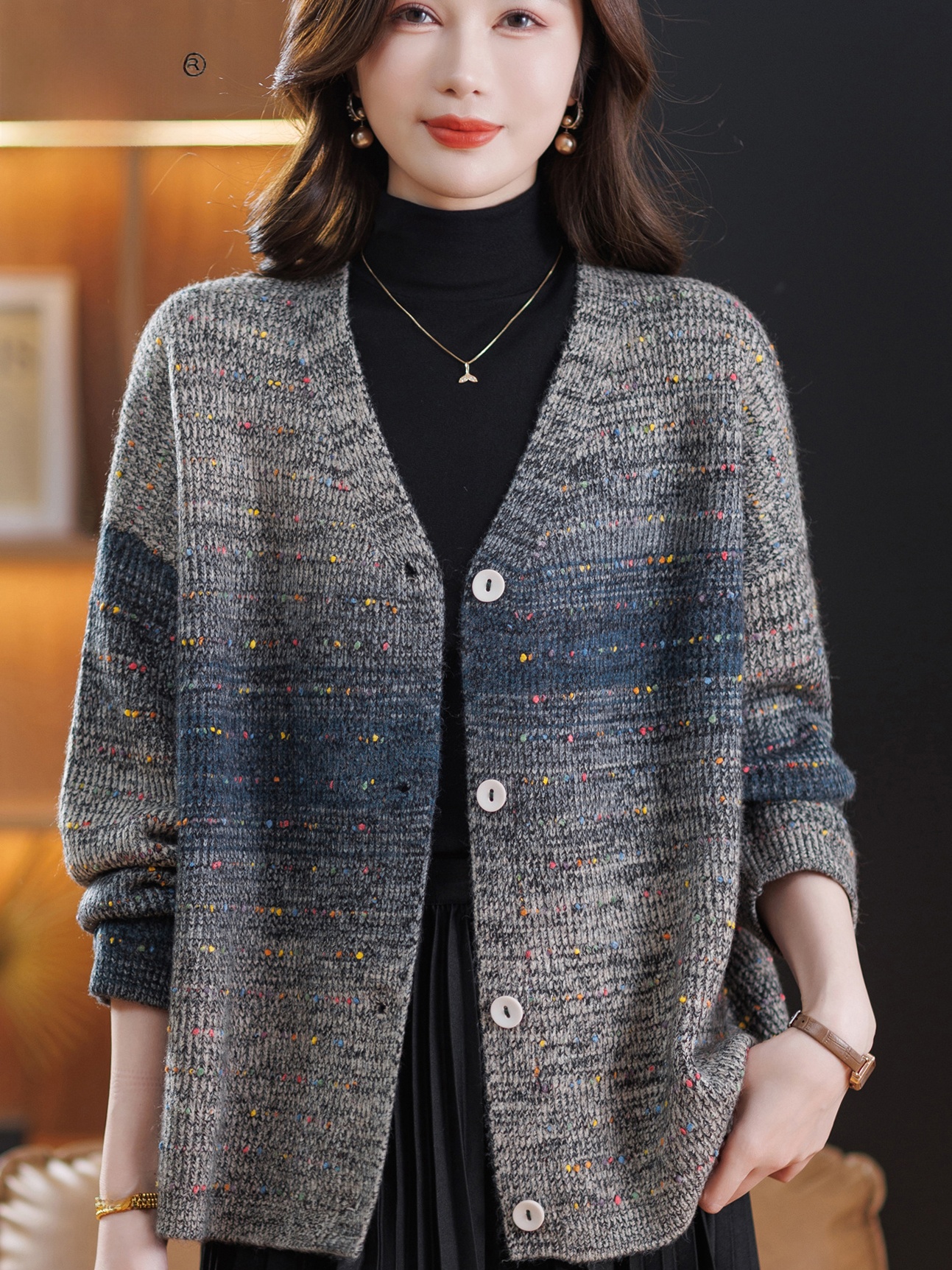 Spring Autumn V-neck Loose Flo - Women Fashion Over 60 리뷰 및 가격