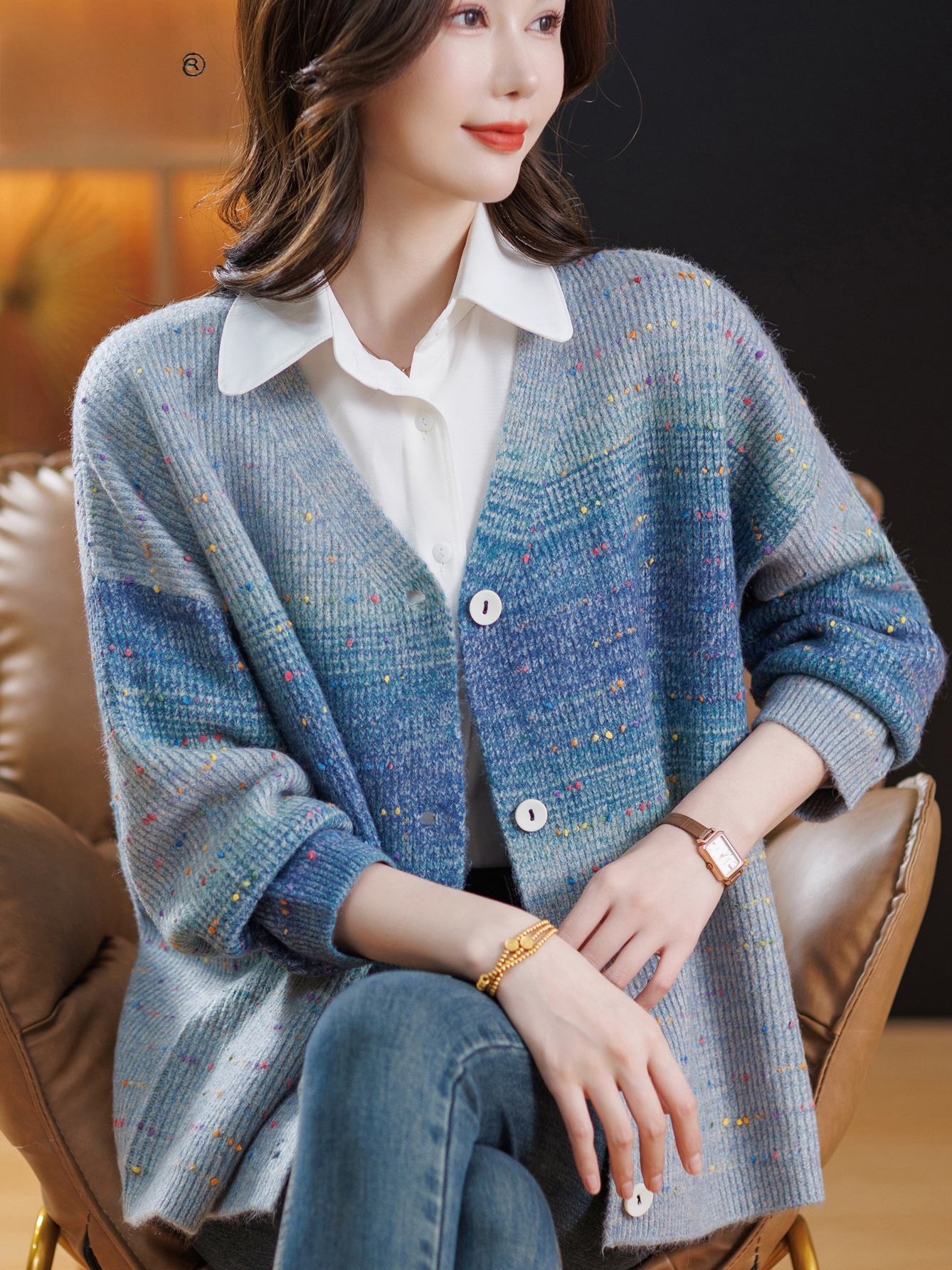 Spring Autumn V-neck Loose Flo - Women Fashion Over 60 리뷰 및 가격