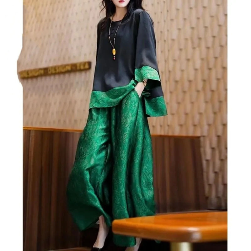 Summer Women Loose Satin Outfi - Wide Leg Palazzo Pants 리뷰 및 가격