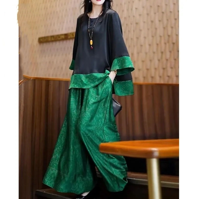 Summer Women Loose Satin Outfi - Wide Leg Palazzo Pants 리뷰 및 가격