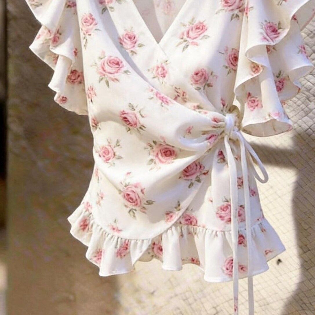 Women V Neck Wrap Chiffon Blou - Wrap Blouse Chiffon 리뷰 및 가격