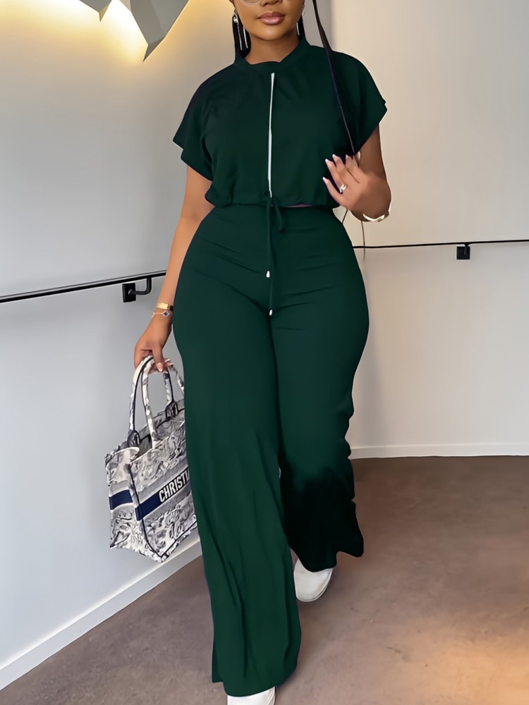 Women Casual Round Neck Drawst - Wide Leg Palazzo Pants 리뷰 및 가격