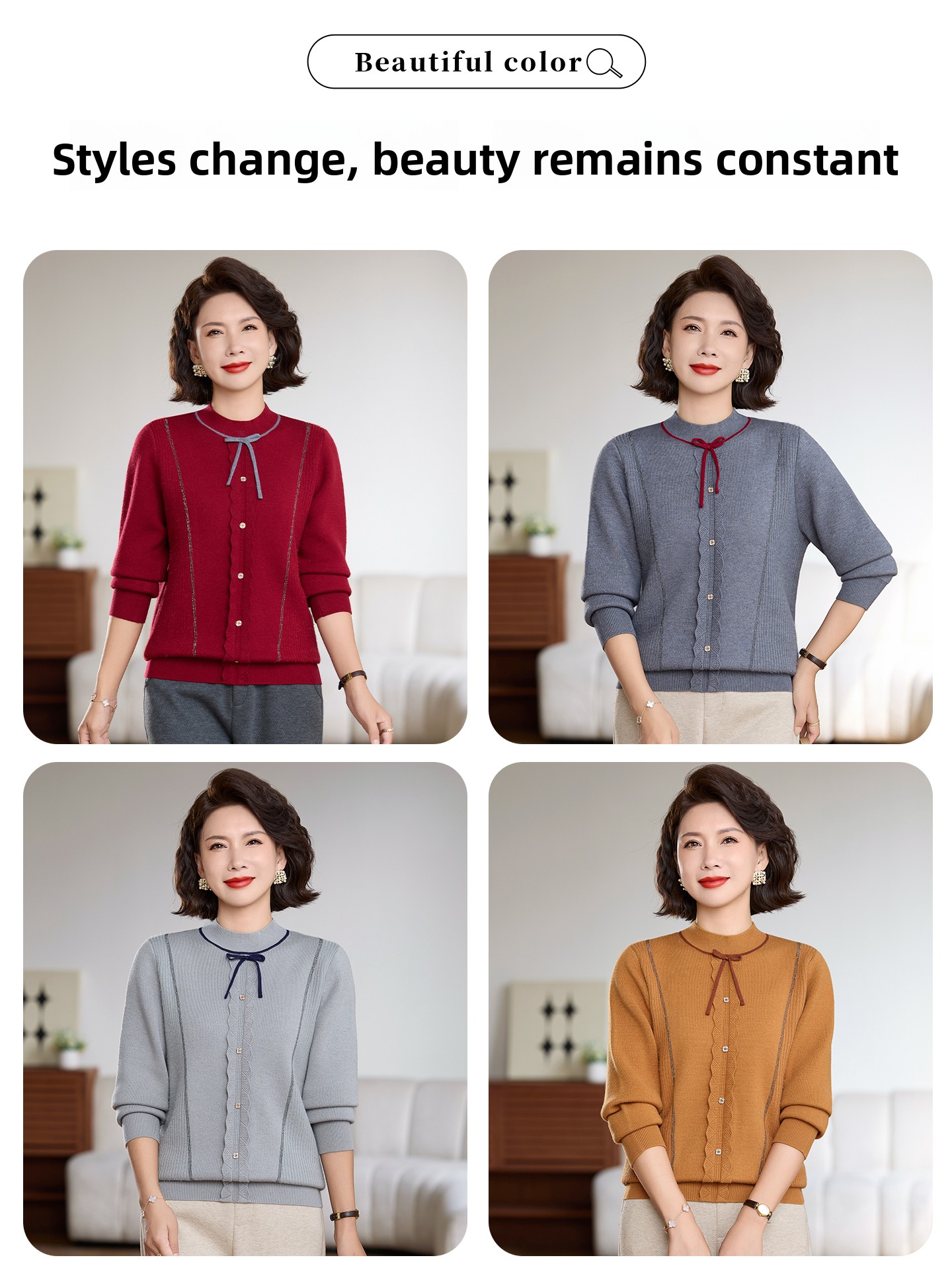 2026  Year Red Knitted Thicken - Women Fashion Over 60 리뷰 및 가격