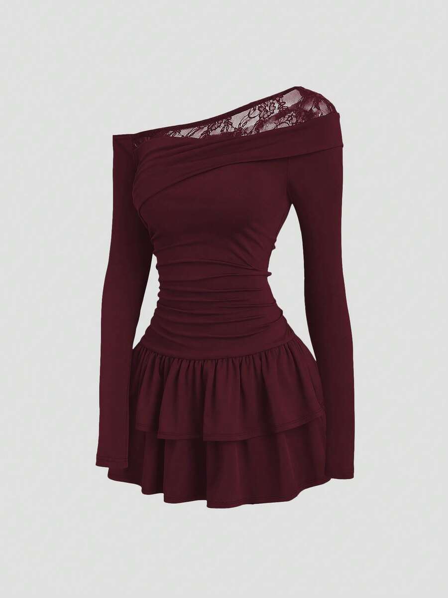 Elegant Off Shoulder Lace Patc - Women'S Fashion Jersey 리뷰 및 가격