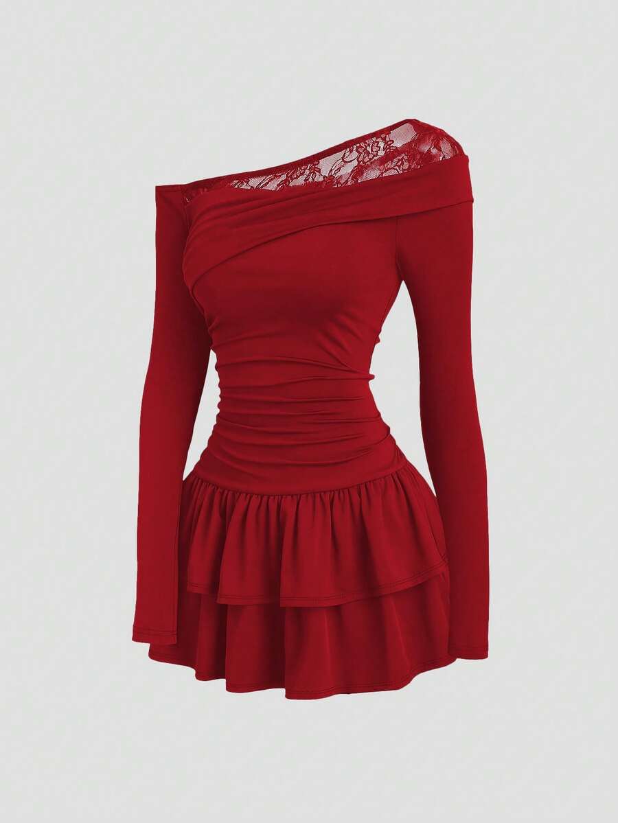 Elegant Off Shoulder Lace Patc - Women'S Fashion Jersey 리뷰 및 가격