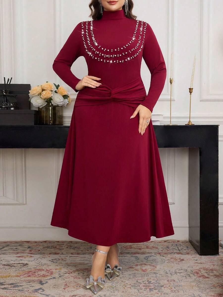 Elegant Solid Color Pearl Rhin - Women'S Fashion Jersey 리뷰 및 가격