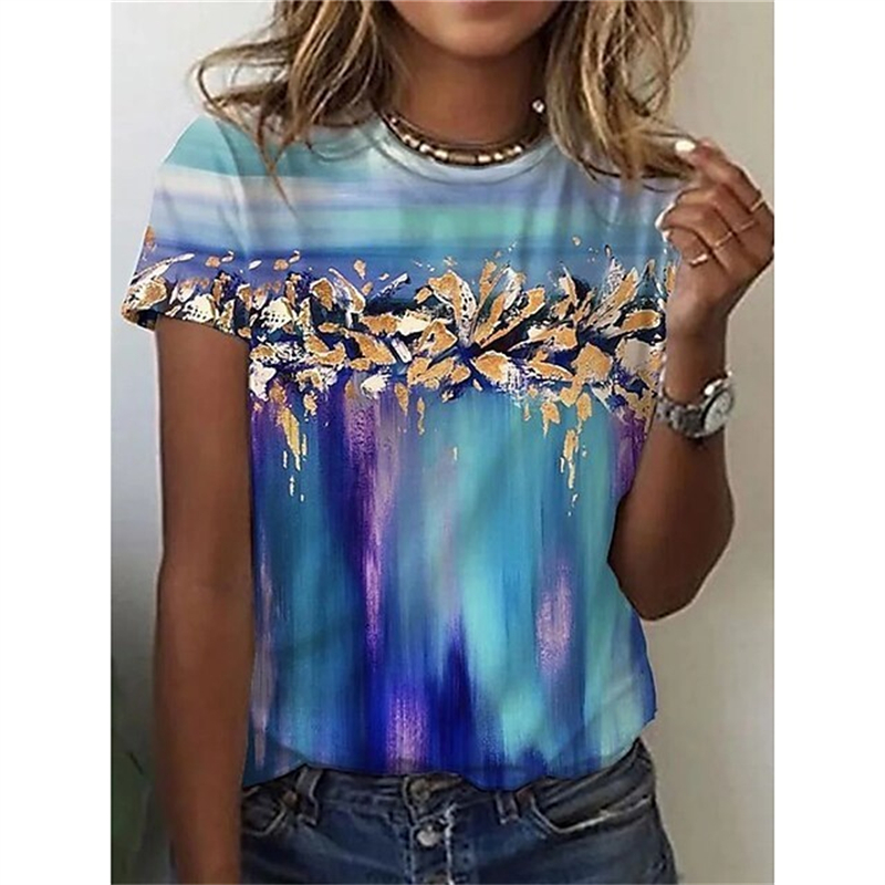 Fashion Artistic Flower Patter - Women'S Fashion Graphic Tees 리뷰 및 가격