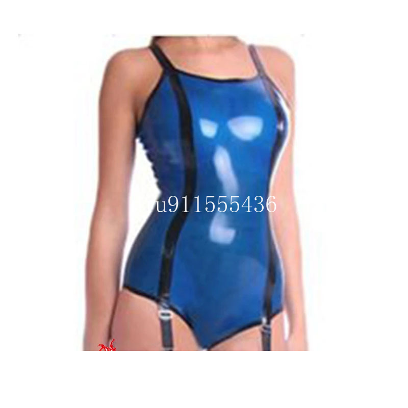 Sexy Women Blue Latex Swimsuit - Sleeveless Jumpsuit 리뷰 및 가격
