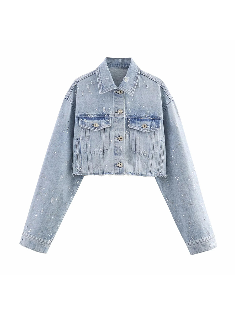 Women Water Drill Decoration D - Women'S Fashion Denim Jacket 리뷰 및 가격