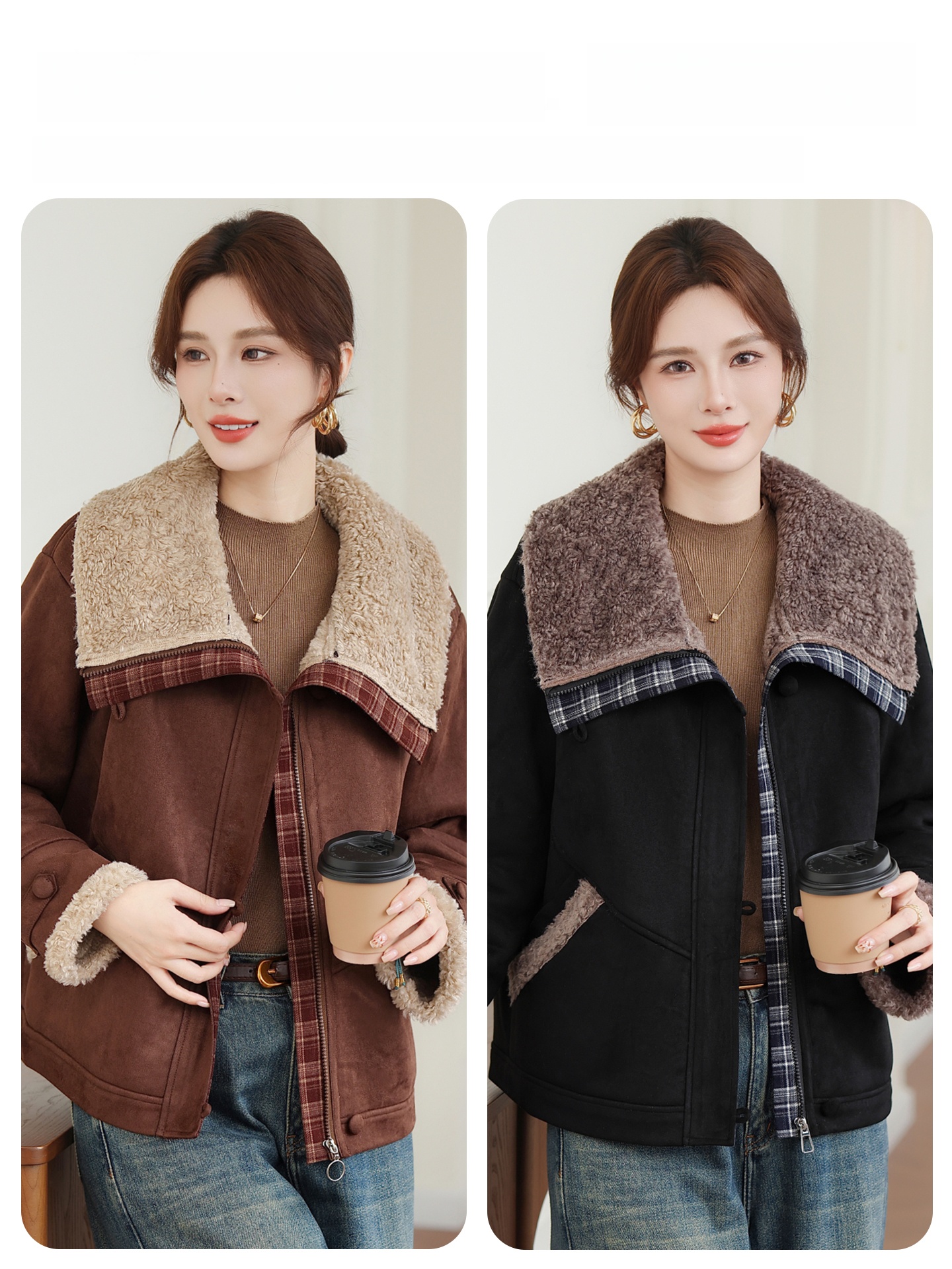 Lamb Fur Collar Parka Coat Win - Women Fashion Over 60 리뷰 및 가격