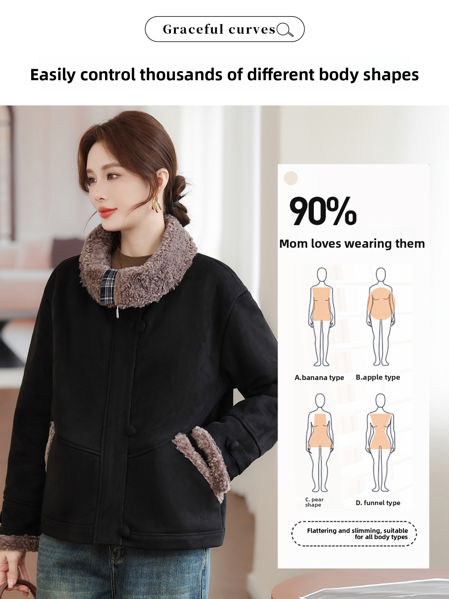 Lamb Fur Collar Parka Coat Win - Women Fashion Over 60 리뷰 및 가격