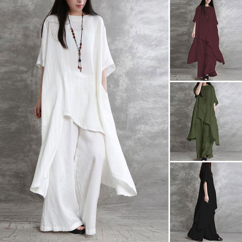 Women's Cotton Linen 2-piece S - Wide Leg Palazzo Pants 리뷰 및 가격