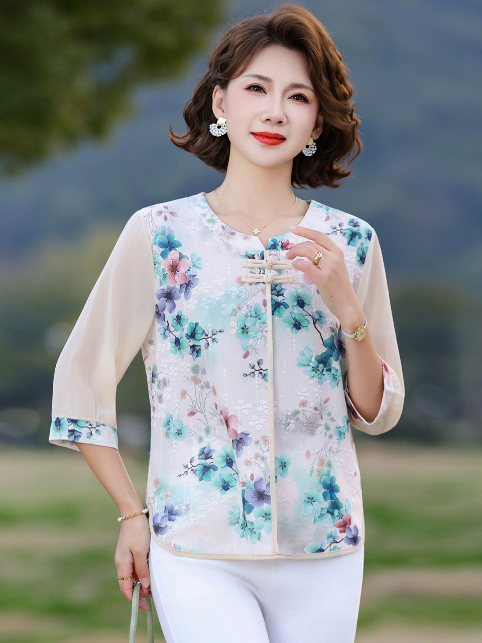 New Chinese Style Loose Fit Si - Women Fashion Over 60 리뷰 및 가격
