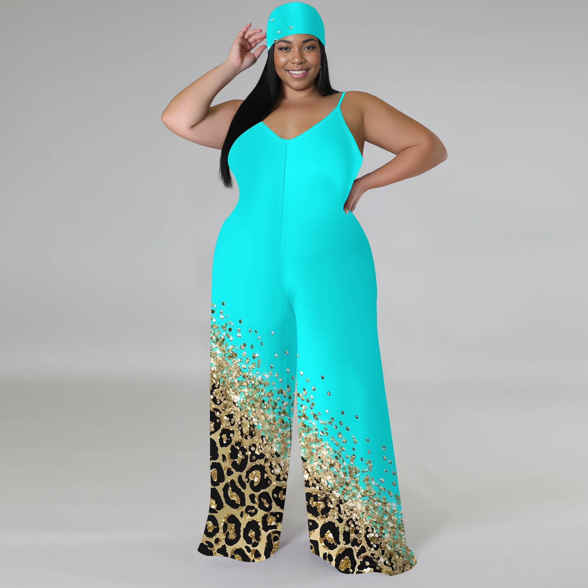 Plus Size Printed Jumpsuit - S - Wide Leg Palazzo Pants 리뷰 및 가격