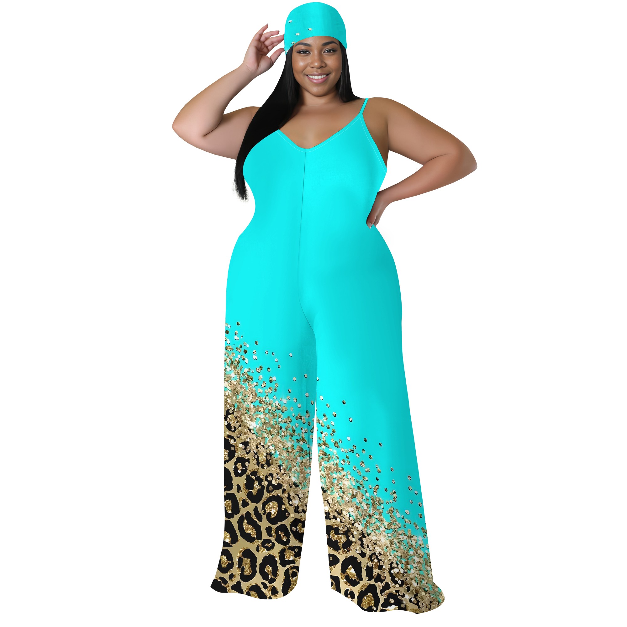 Plus Size Printed Jumpsuit - S - Wide Leg Palazzo Pants 리뷰 및 가격