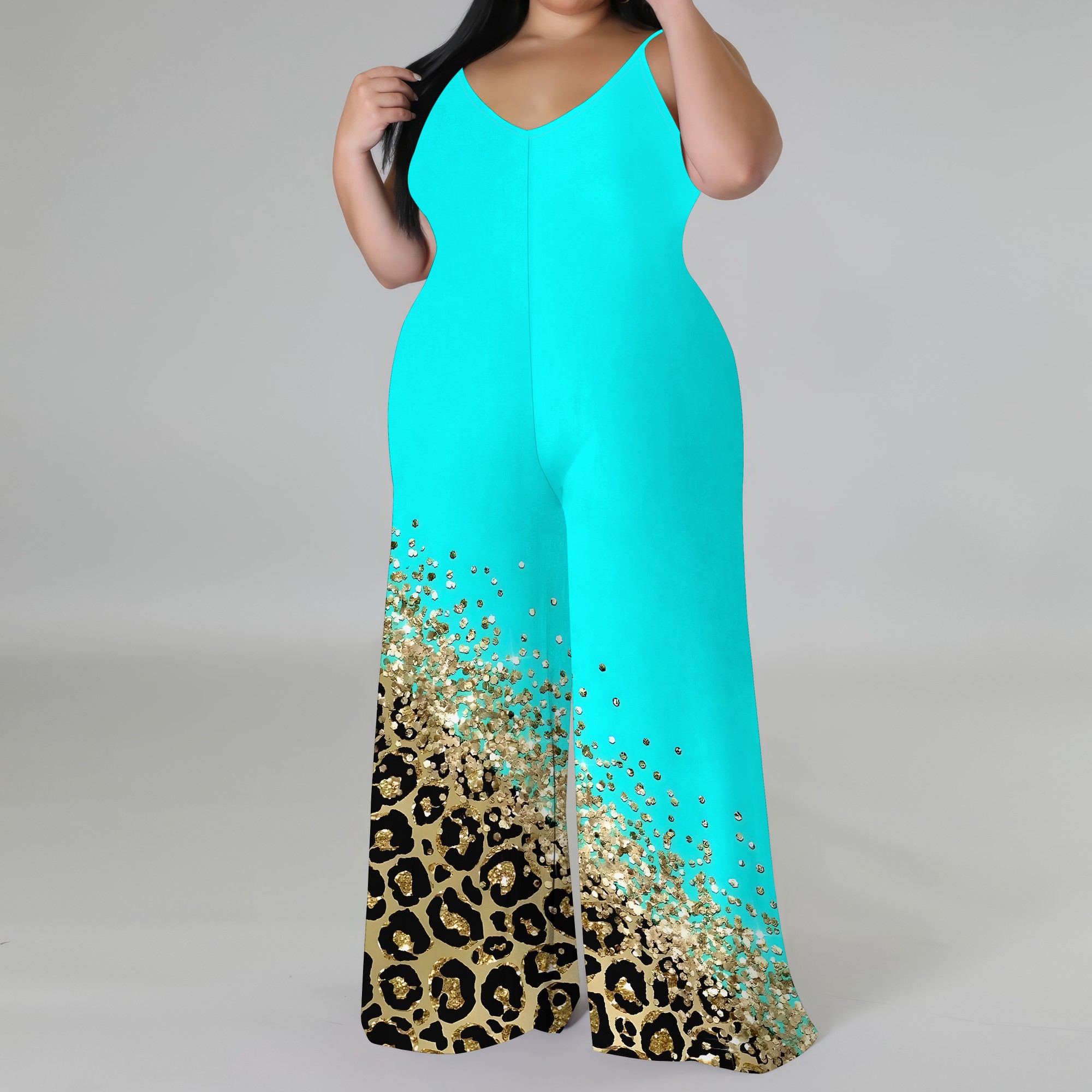 Plus Size Printed Jumpsuit - S - Wide Leg Palazzo Pants 리뷰 및 가격
