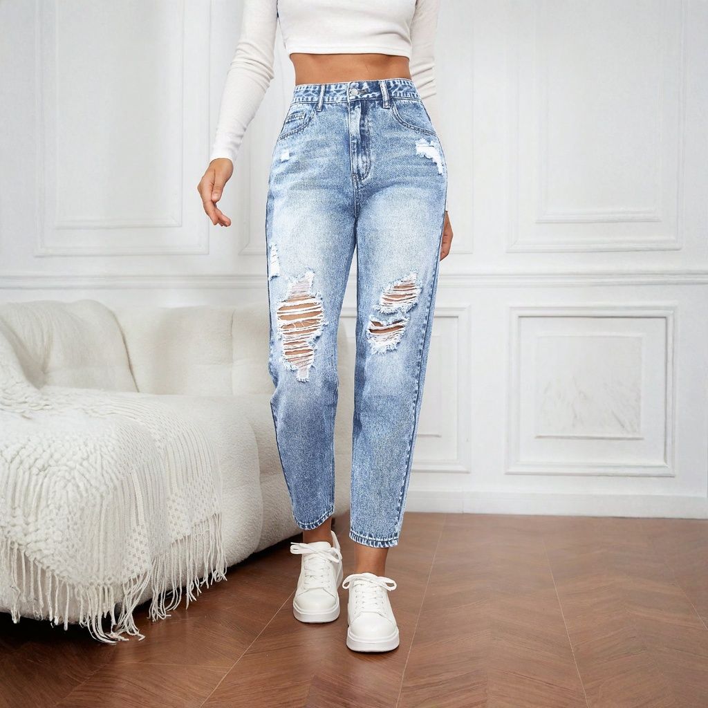 Women's Slim Fit Jeans with Ri - Mom Jeans Women 리뷰 및 가격
