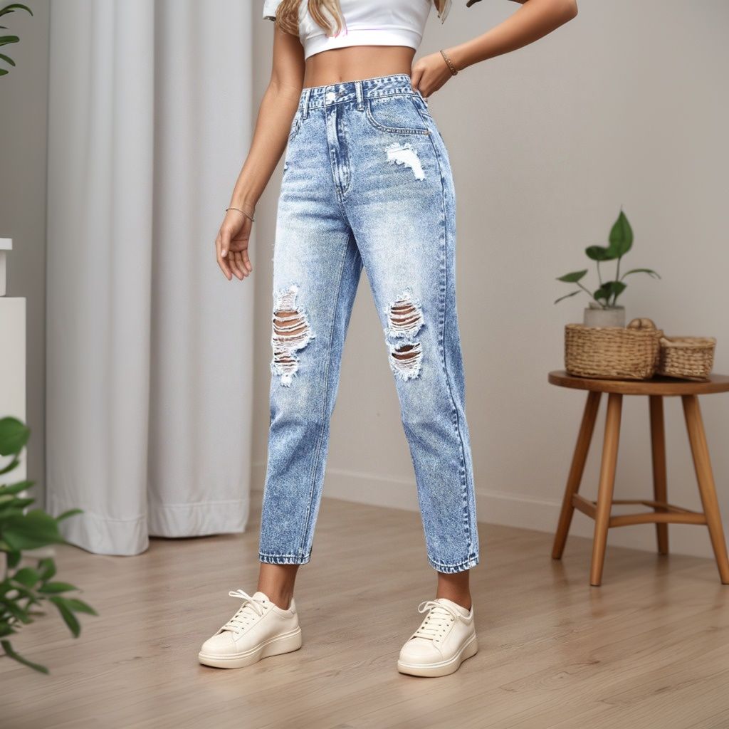 Women's Slim Fit Jeans with Ri - Mom Jeans Women 리뷰 및 가격