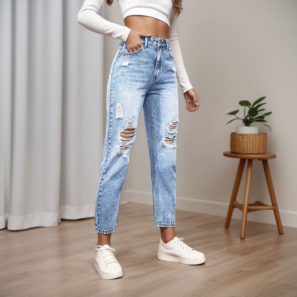 Women's Slim Fit Jeans with Ri - Mom Jeans Women 리뷰 및 가격
