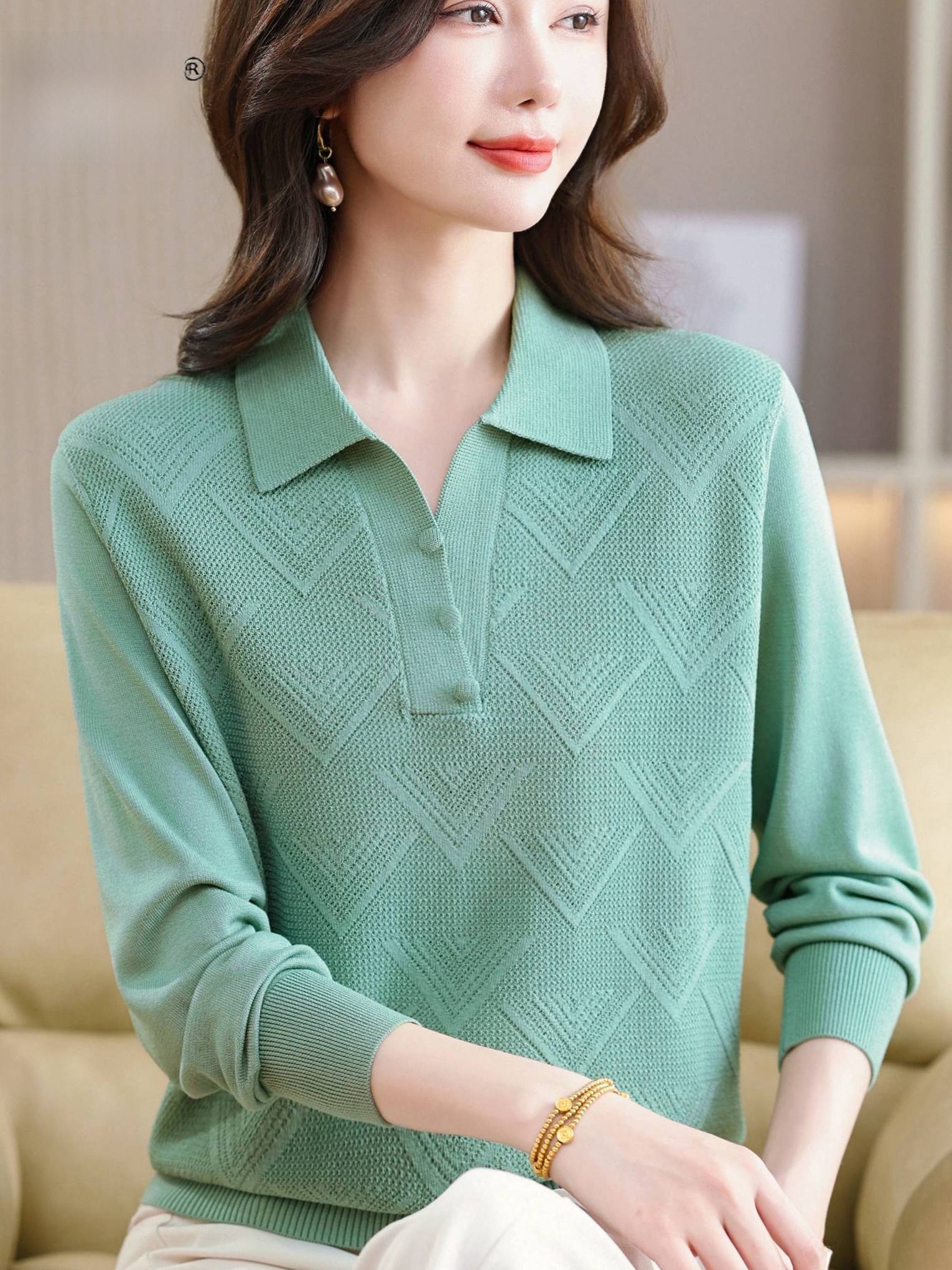Casual  Neck Knitted Sweater L - Women Fashion Over 60 리뷰 및 가격