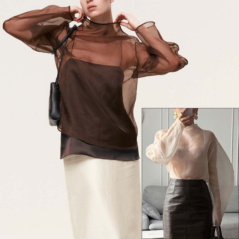 Chic Long Sleeve Mesh Blouse H - Wrap Blouse Chiffon 리뷰 및 가격