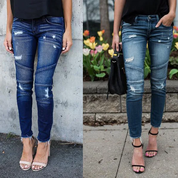 Pencil Pants Jeans Women Hole  - Mom Jeans Women 리뷰 및 가격