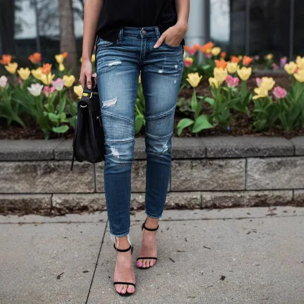 Pencil Pants Jeans Women Hole  - Mom Jeans Women 리뷰 및 가격