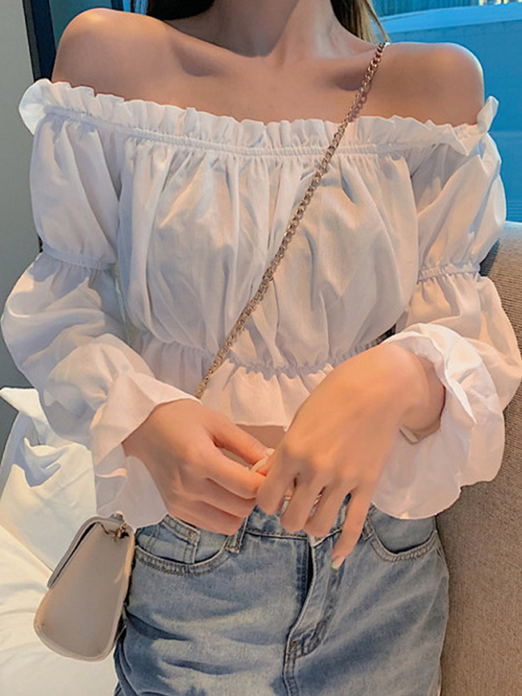 Women Top Sexy Blouse Off Shou - Wrap Blouse Chiffon 리뷰 및 가격