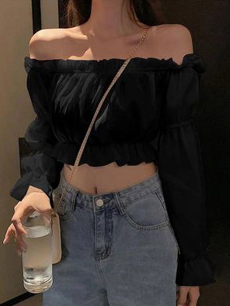 Women Top Sexy Blouse Off Shou - Wrap Blouse Chiffon 리뷰 및 가격