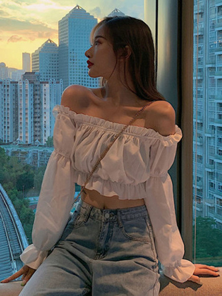 Women Top Sexy Blouse Off Shou - Wrap Blouse Chiffon 리뷰 및 가격