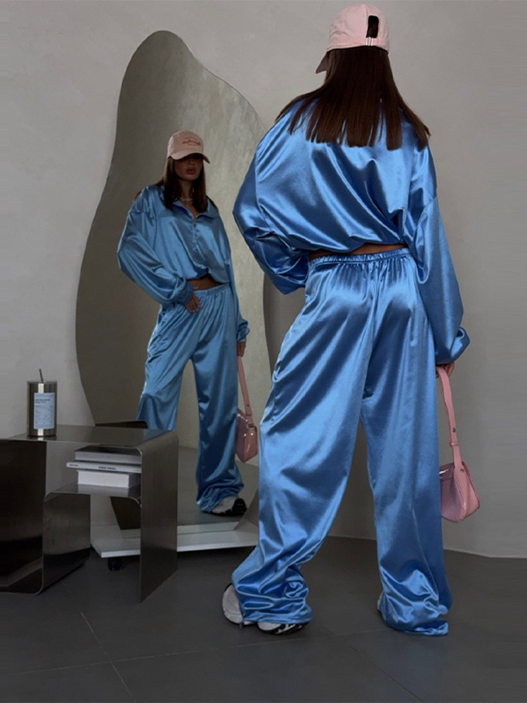 2026 Spring Satin Embroidered  - Wide Leg Palazzo Pants 리뷰 및 가격