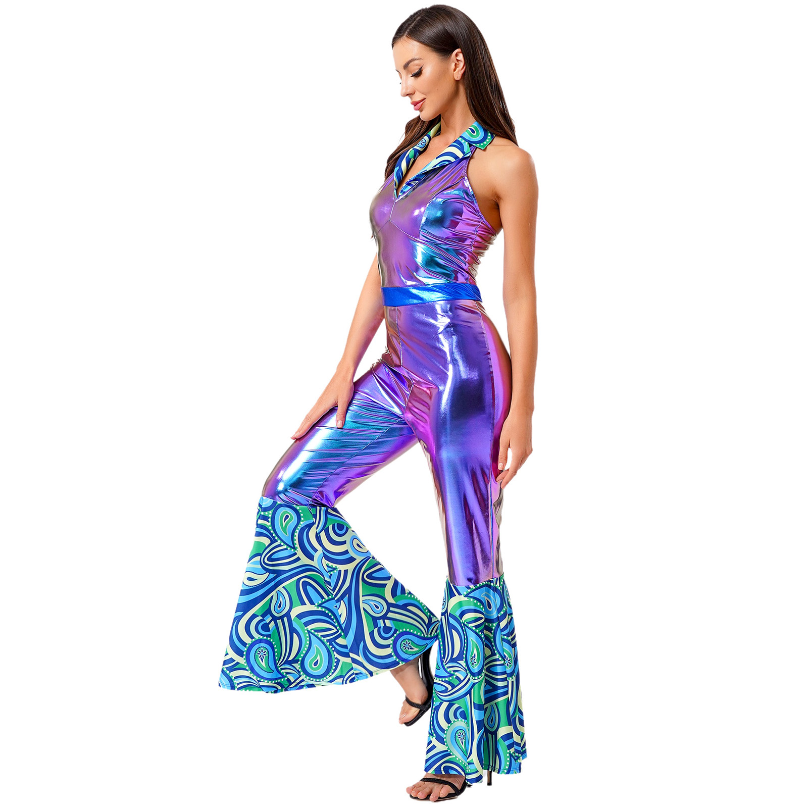 Women 70s 80s Disco Vintage Ju - Sleeveless Jumpsuit 리뷰 및 가격
